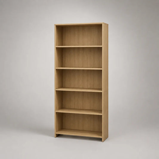 Bücherregal Standregal aus melaminharzbeschichteter Spanplatte mit 5 offenen Fächern, Eiche hell, 80 × 24 × 180 cm