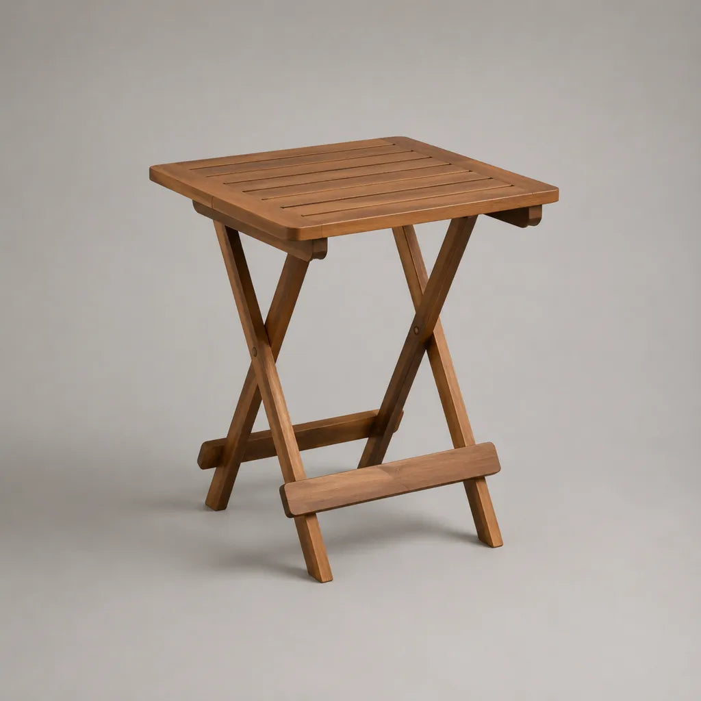 Quadratischer Garten-Klapptisch aus massivem Akazienholz, Mittelbraun, 60 × 60 × 74 cm