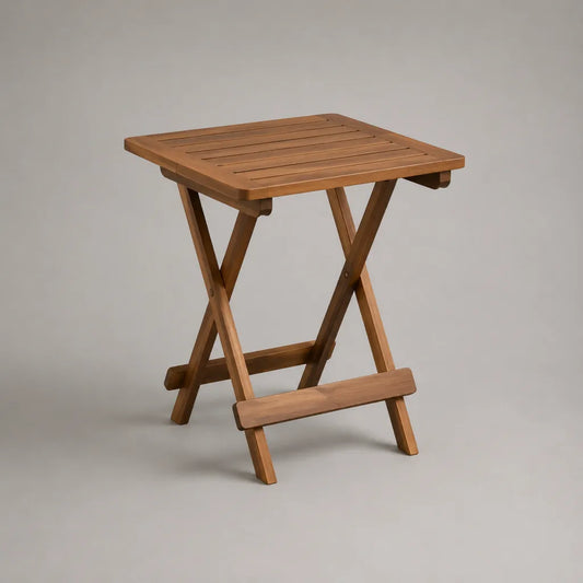 Quadratischer Garten-Klapptisch aus massivem Akazienholz, Mittelbraun, 60 × 60 × 74 cm